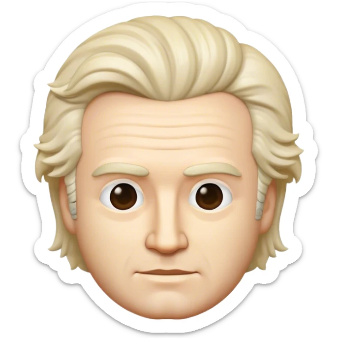 Cinematic Realistic Beethoven Pop Culture Emoji, featuring an evocative portrayal of the legendary composer rendered with delicate textures and emotive lighting. sticker