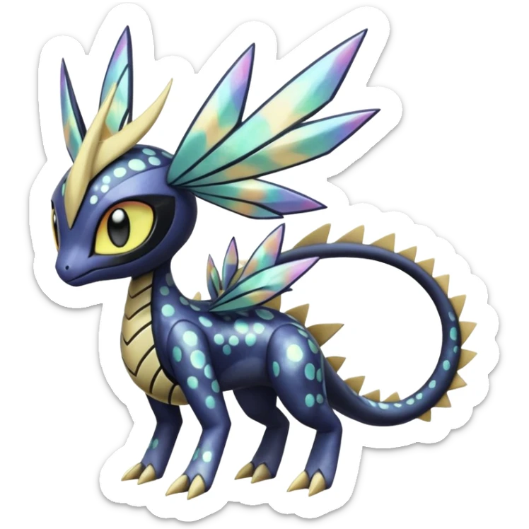 zig-zag-patterned hot spotted Meloetta-Dialga-Giratina-Noibat-Pokémon-Fakémon-fusion-hybrid-creature sticker