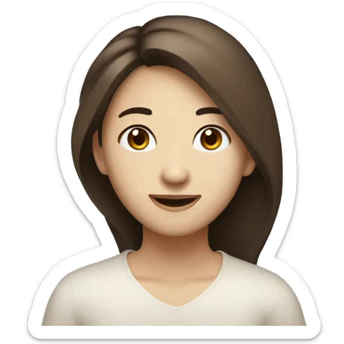 a person in their 20s with brown hair, brown eyes, and ivory skin, appearing as a friendly and positive Asian individual. a passionate product designer, and talkative sticker