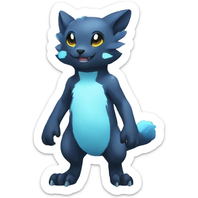 Cute cool black blue animal hybrid Fakemon full body sticker