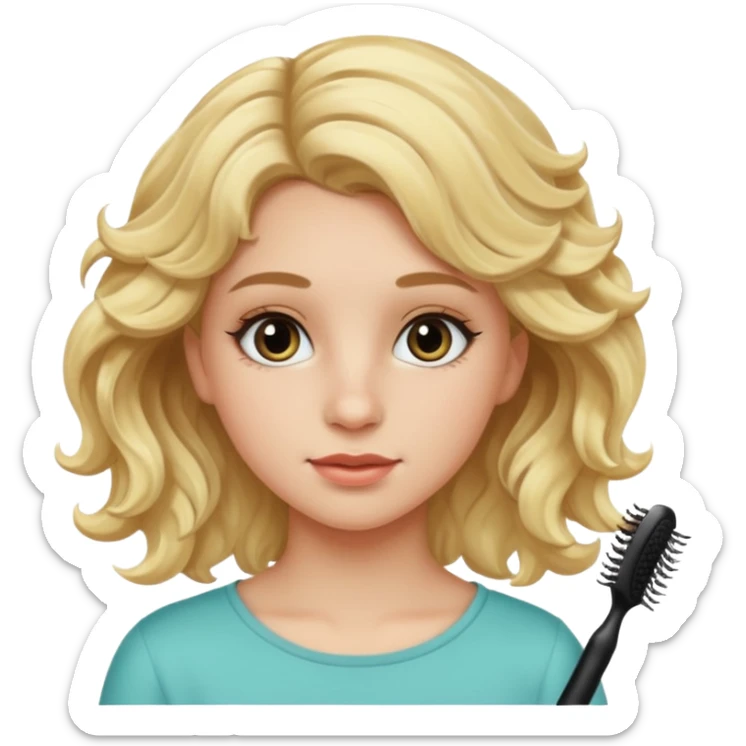 wawy haired blonde teenage girl with mascara sticker
