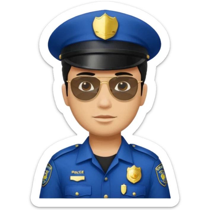 man police with hair style and hats and sun glasses black dress sticker