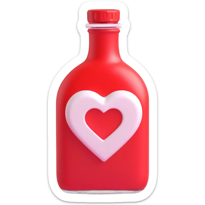 3D style, heart-shaped pink bottle, no face or character sticker