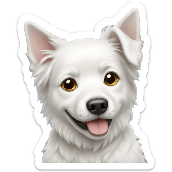White dog sticker