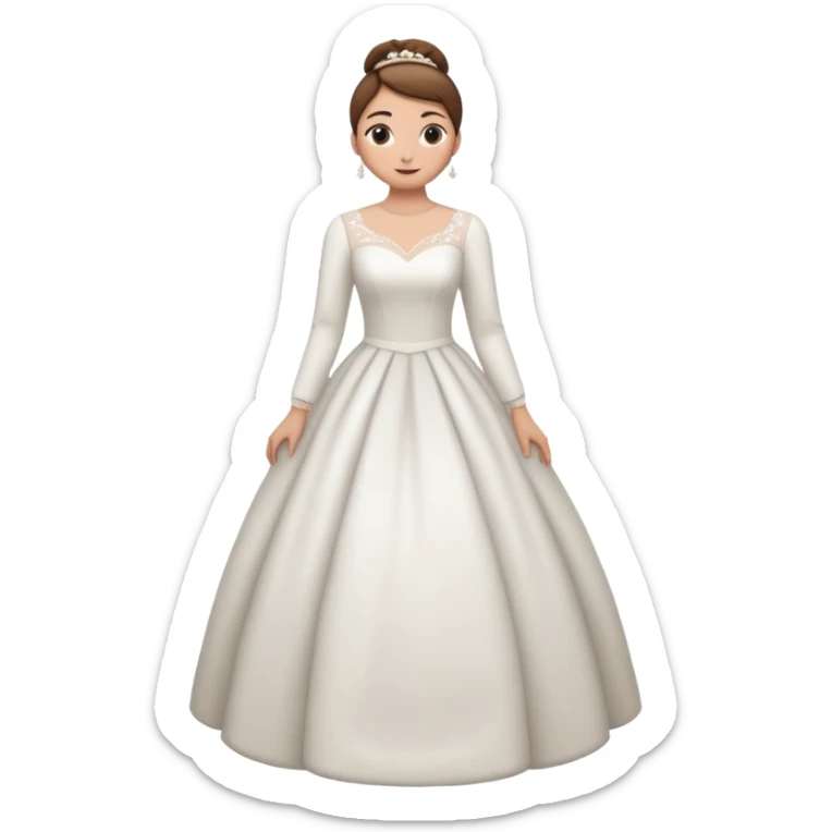 Chica blanca,pelo castaño y recogido, vestido novia, manga larga cuerpo entero sticker