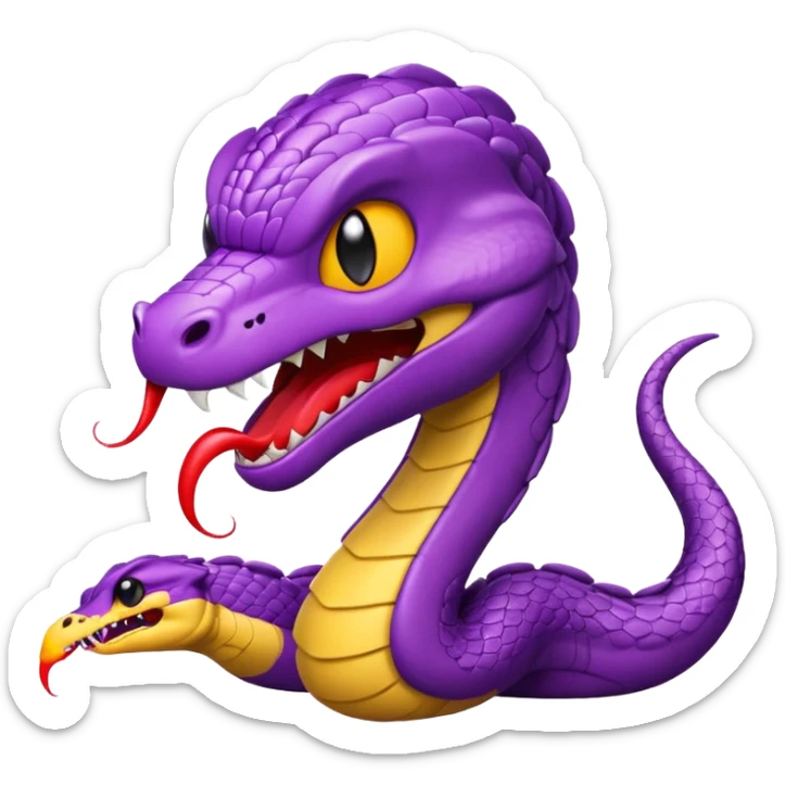  i want a animated emoji with the text "'Lil Viper Mad" with an angry but cute little purple viper spitting sticker