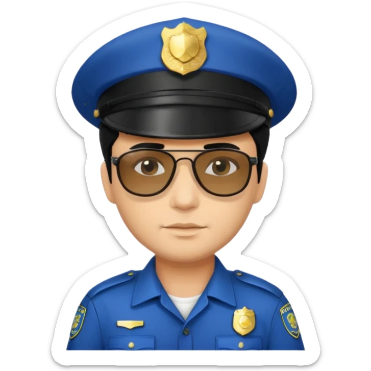 man police with hair style and hats and sun glasses sticker