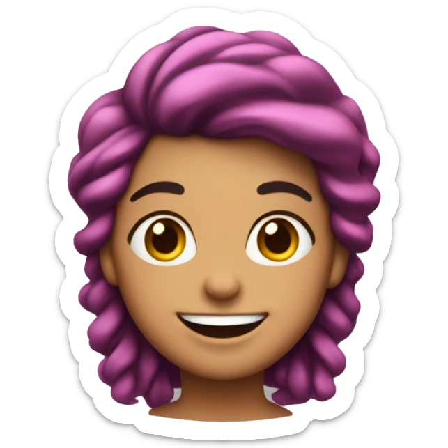 Mujer de 20 con el cabello rizado y negro con una blusa femenina rosada sonriendo sticker