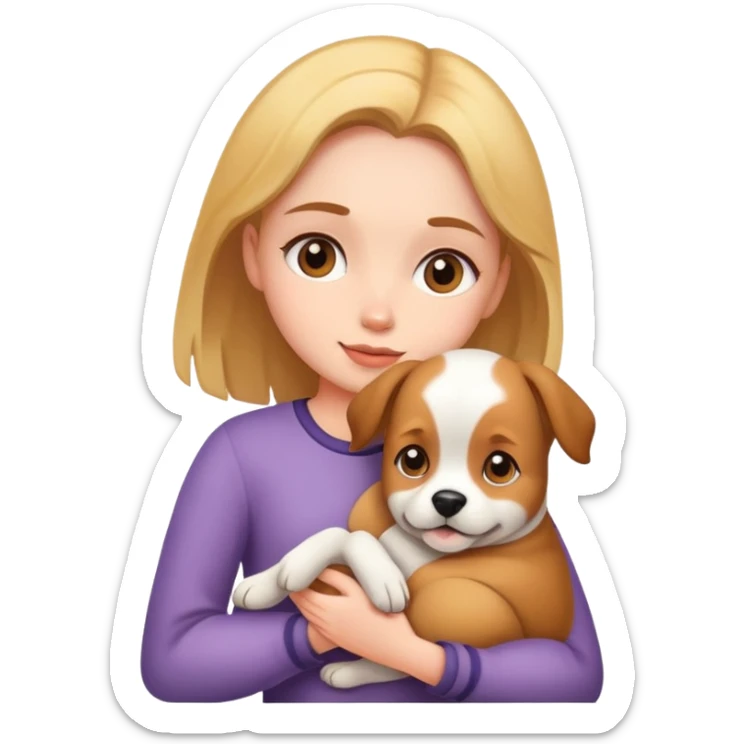 Girl holding a dog sticker