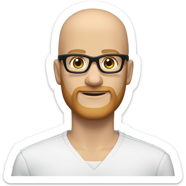 White groom with black glasses blue eyes no hair and strawberry blonde biker beard  sticker
