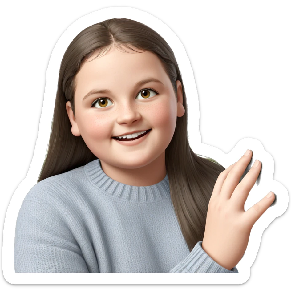 smiling girl in cozy sweater sticker