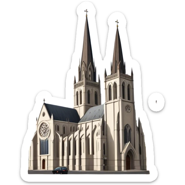 Cinematic Realistic St. Mary's Basilica Landmark Emoji, showcasing the iconic gothic church rendered with lifelike textures and soft, reverent lighting. sticker