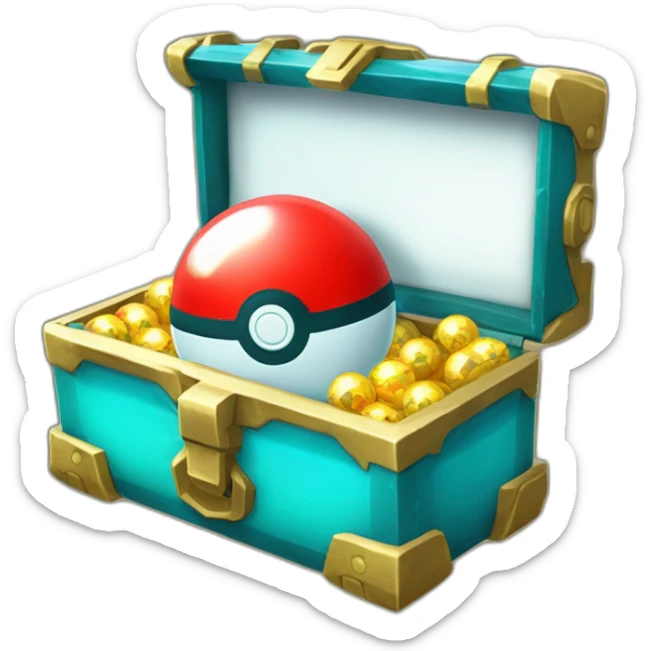 Pokemon Game LootCase Color Cyan Rich Treasure Legendary Epic Pokeballs Pokemons and Pokemon Items Inside this have Shiny Glow sticker