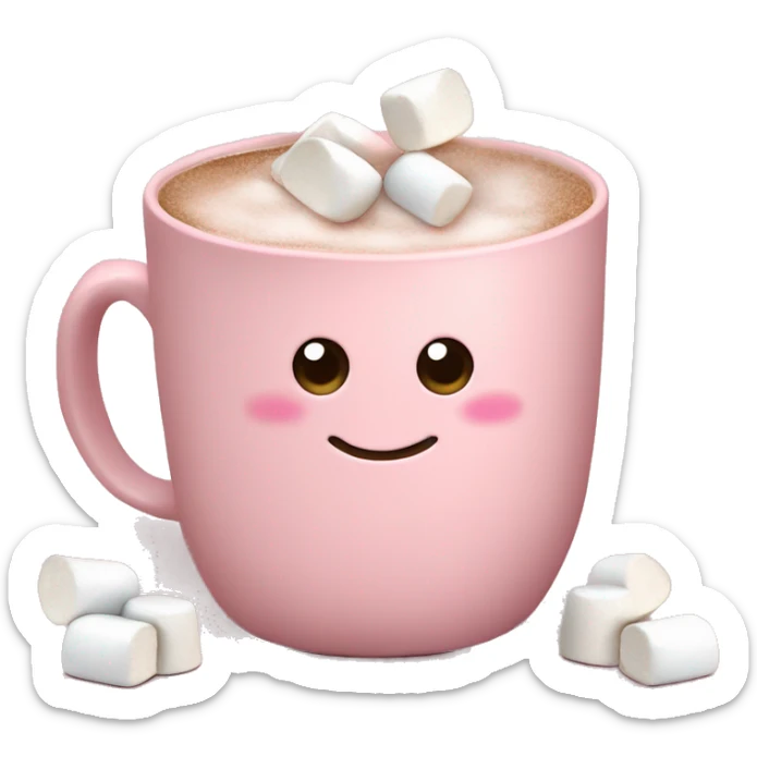Light Pink mug of hot chocolate with marshmallows  sticker