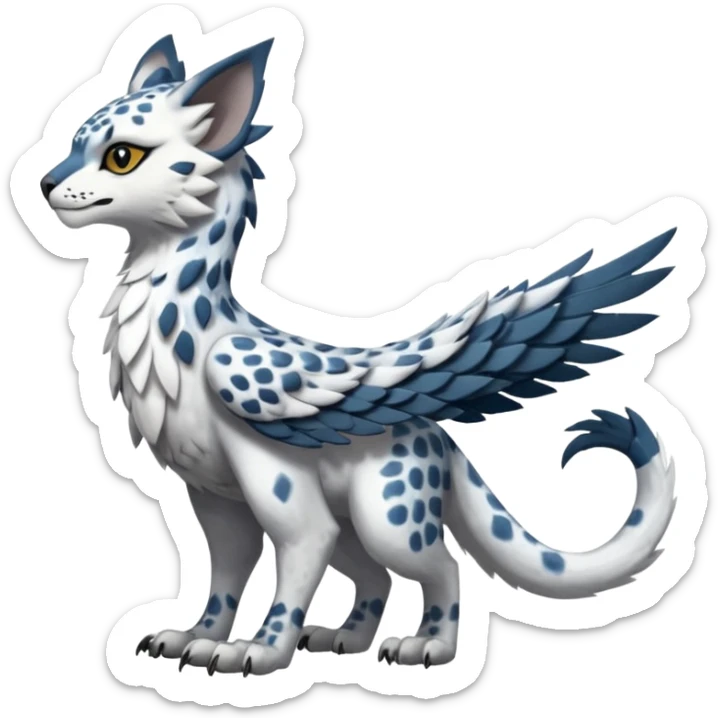 Trico-Snow-Leopard-Gryphon-Latias-Nargacuga-Silvally-fusion-creature (full body) sticker