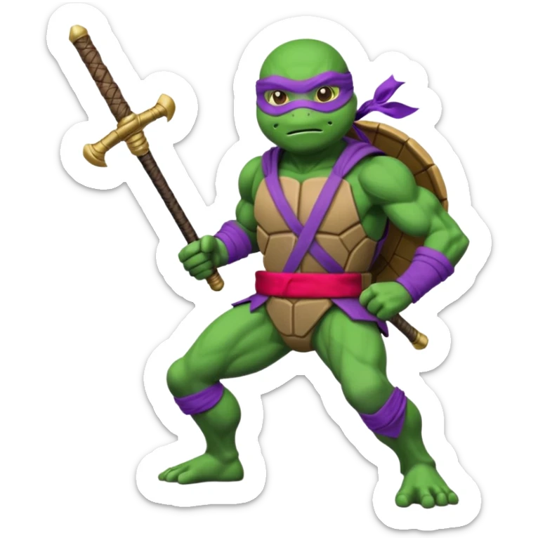 Donatello from Teenage Mutant Ninja Turtles, in a fighting stance sticker