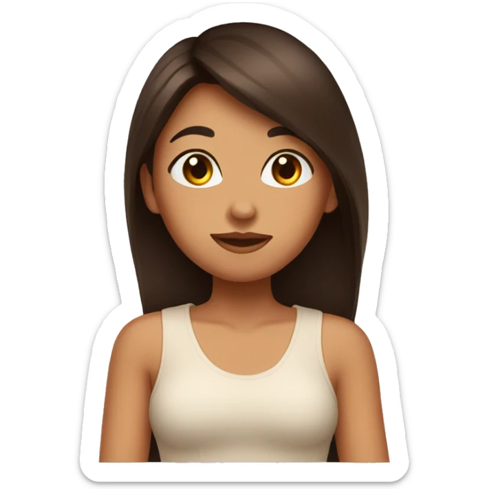 tan girl with straight dark brown hair blowing kiss sticker