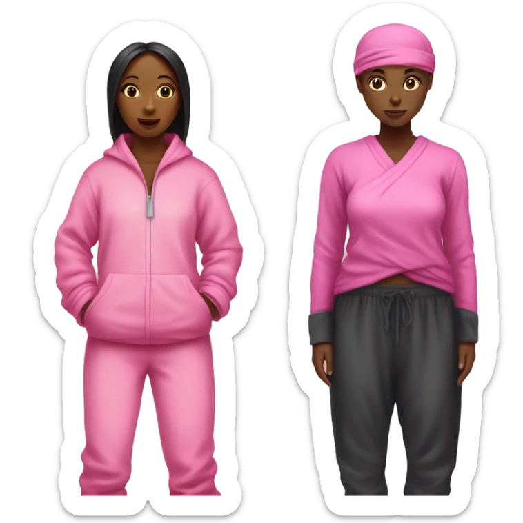 a ninja tyrtle with pink pajama pants on next to a black girl with pink pajama pants on sticker