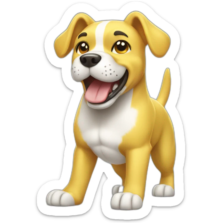 yellow and white dog with muscles and thumbs up showing the whole body sticker
