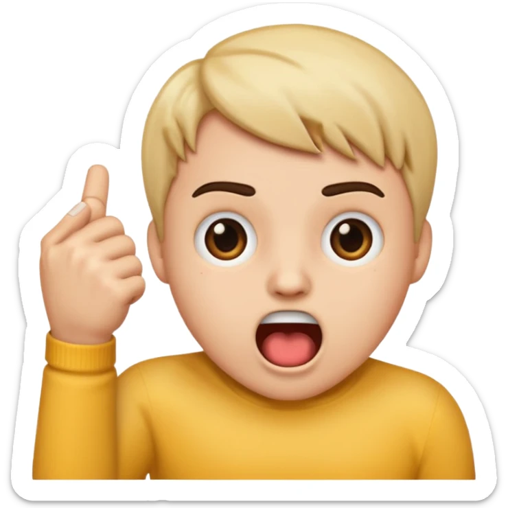 iphone emoji style with suprised eyes and open mouth and fist over mouth sticker