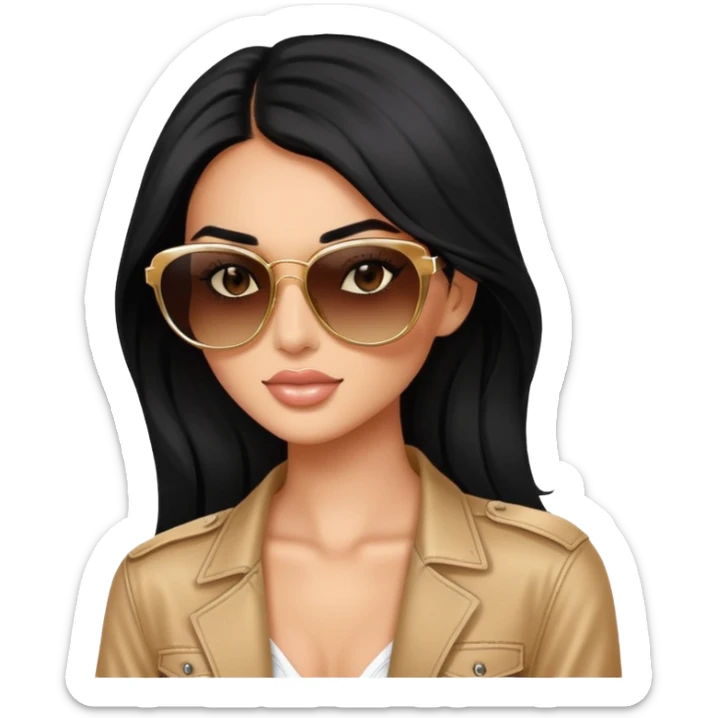 Photo of Victoria secret model, black hair posing with sunglasses  sticker