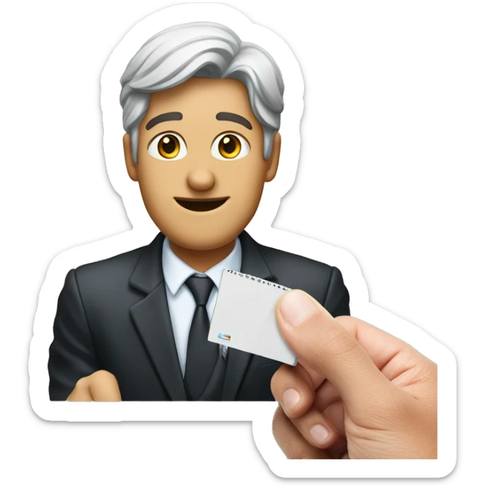 A person holds a passport photo that he printed out in the e-print printing studio and shows his finger up sticker