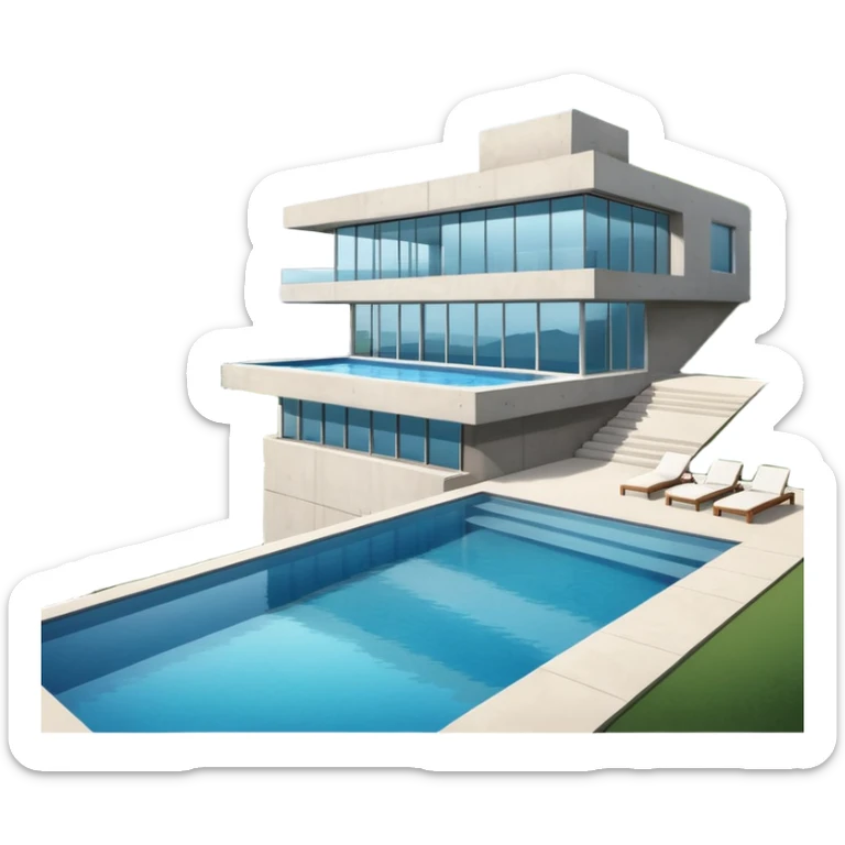 modern house on the hill, with a pool ON THE HILL WITH VIEW AT THE CITY sticker