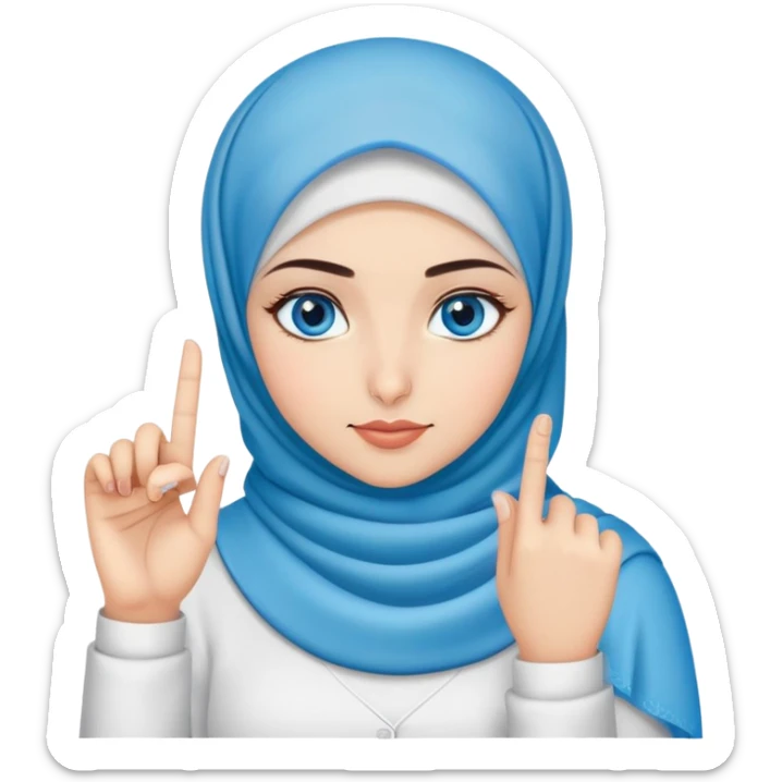 Turkish beautiful finish Konya girl blue eyes with hijab and says no with her finger  sticker