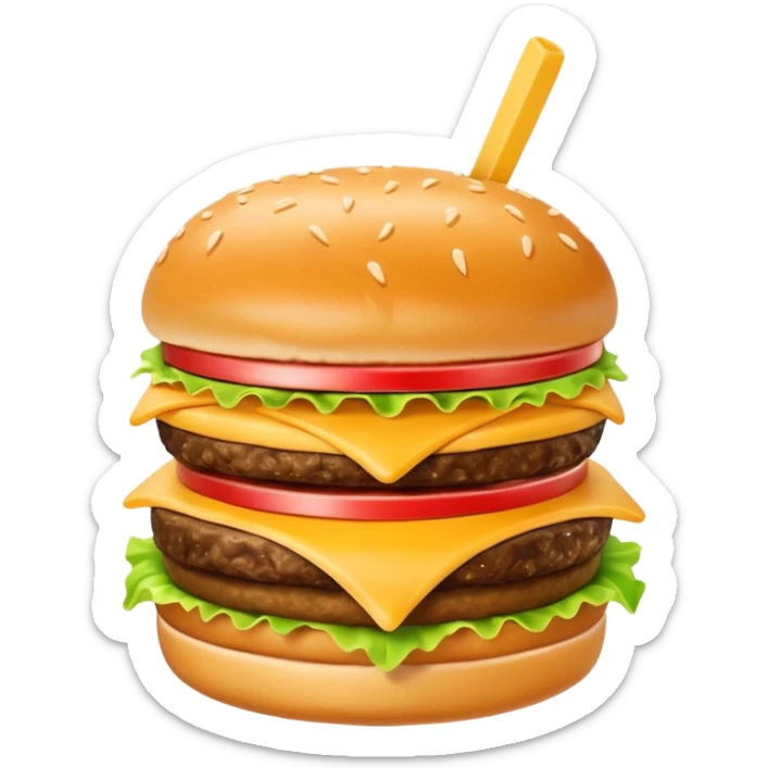 Crea una escena que contenga una hamburguesa, un frappé y papas fritas sticker