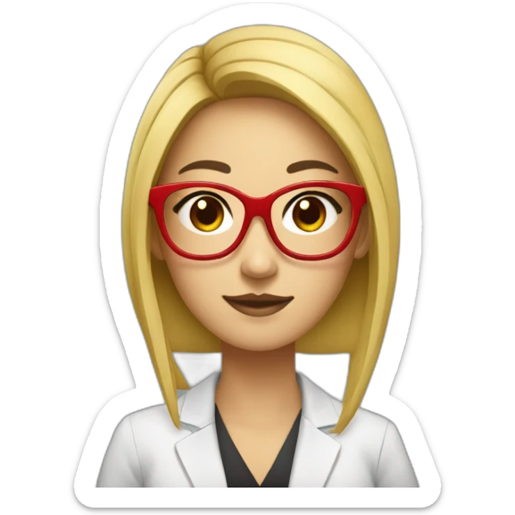 Young woman asiatic teacher with red glasses and lot of flashy colors with black eyes and black square hairs  sticker