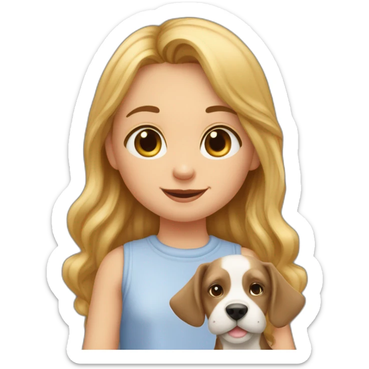 Petite fille qui fait un câlin à un gros chien  sticker