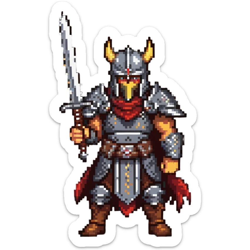 Guts from Berserk manga, berserker armor, wielding Dragon Slayer sword, scar on face sticker