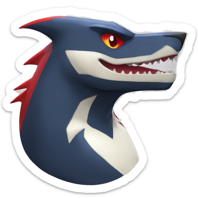 Black Cool Edgy Anthro Sharpedo-Sergal-Garchomp-Fakémon  with White and Red Edgy markings sticker