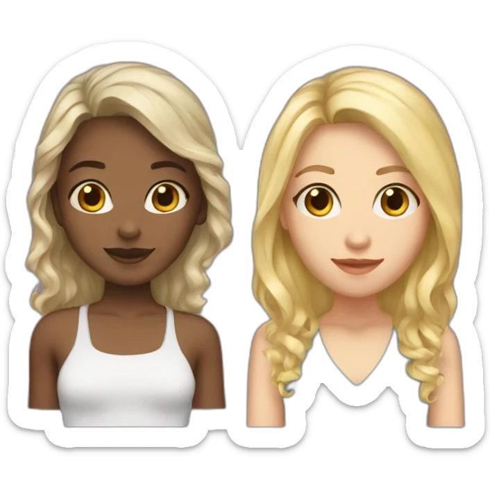 two girl friends one with blond hair another with dark wavy hair sticker
