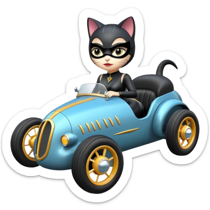 Hot rod Cat Woman’s antique futuristic Catmobile rc car  sticker
