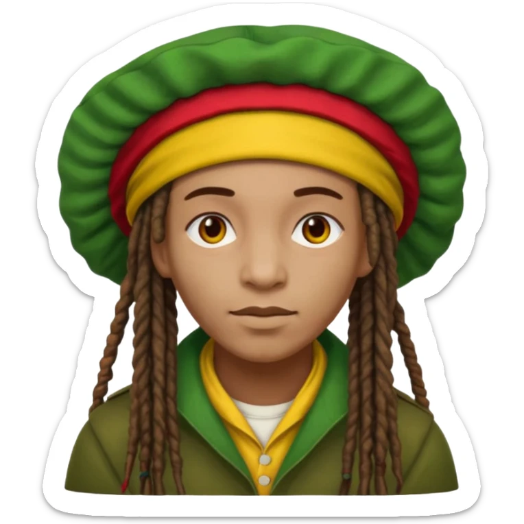 Jamaican dreads with a Jamaican bonnet no person just the hair sticker