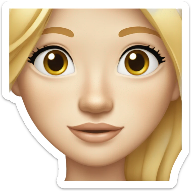 white strawberry blond haired girl with layers and long hair. she has freckles and is wearing a black top sticker