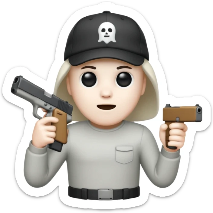 Emoji de Fantasma con glock 19 en la mano izquierda y con gorra sticker