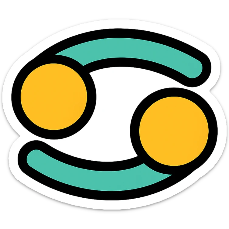 stylized icon of the zodiac sign Cancer for July sticker
