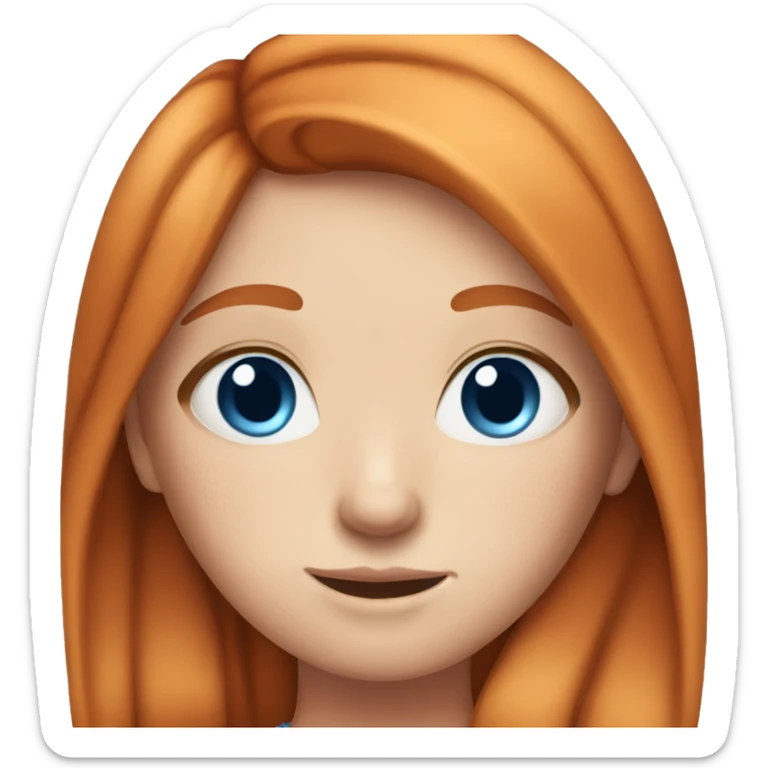 Straight ginger hair girl with blue eyes and freckles  sticker