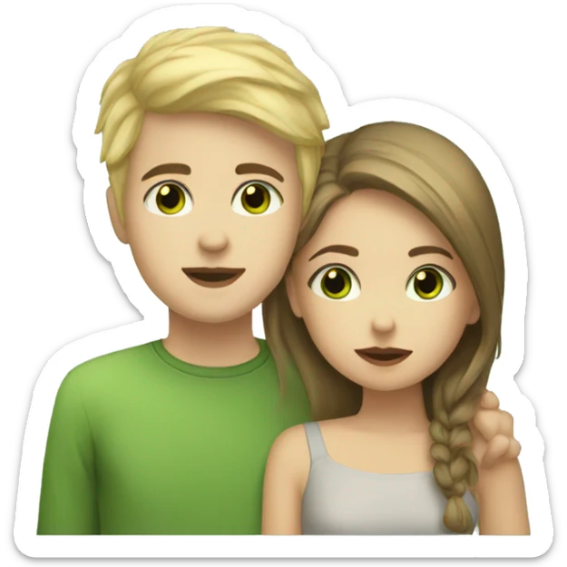 Girl with blond hair kissing boy, he habe short brown hair and green eyes sticker