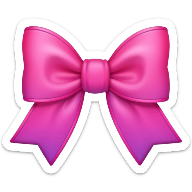 create an emoji for bow in neon pink color add outline in dark pink and colours should be gradient with bright neon sticker
