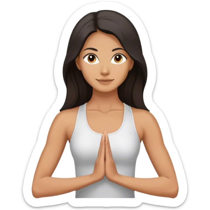 Female Yoga teacher, dark long hair, upper body sticker