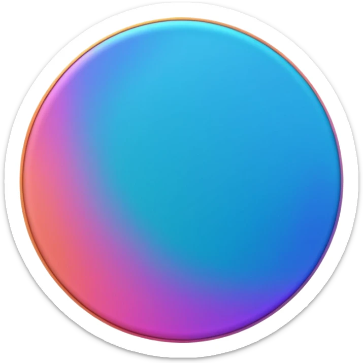 
Rotate 35 degree  coin color in in gradient of turquoise, blue, pink, purple, and coral sticker