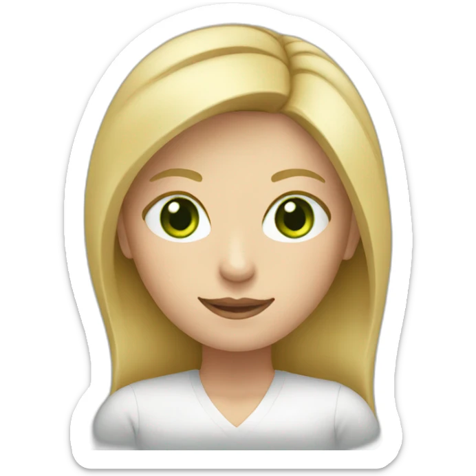 English teacher female with blonde hair and green eyes. with English book sticker