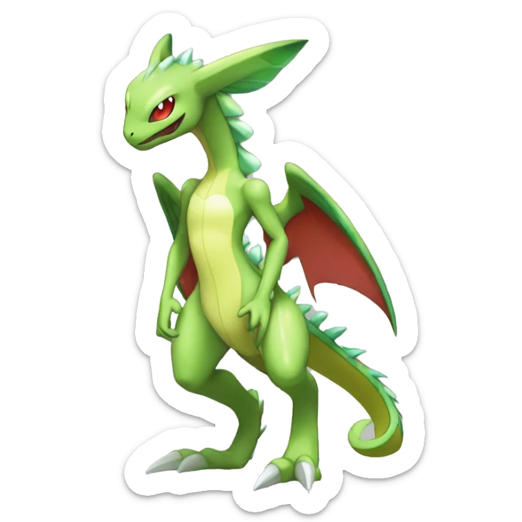 Anthro Cool Edgy Legendary Colorful Shy Shiny Fakemon-Pokémon-Flygon-Fantasy-Creature With Full Body Detailed High Quality sticker