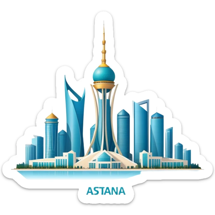 Astana skyline with Bayterek Tower, the capital city of Kazakhstan sticker