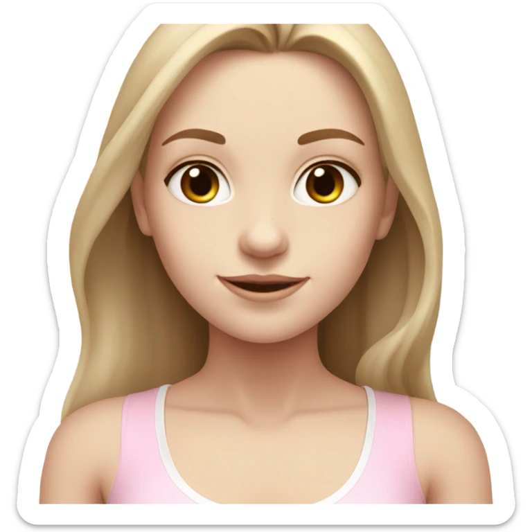 Light brown long hair pale skin yoga girl light pink clothes n sticker