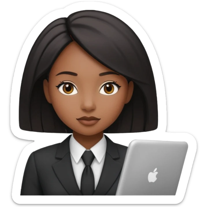 black girl working incorporate attire and sleek hair sticker