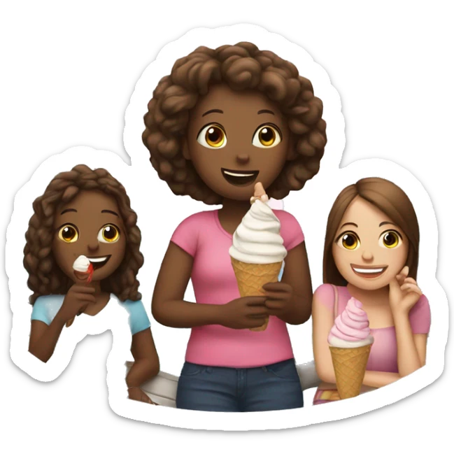 Girl on a cruise eating ice cream with friends  sticker